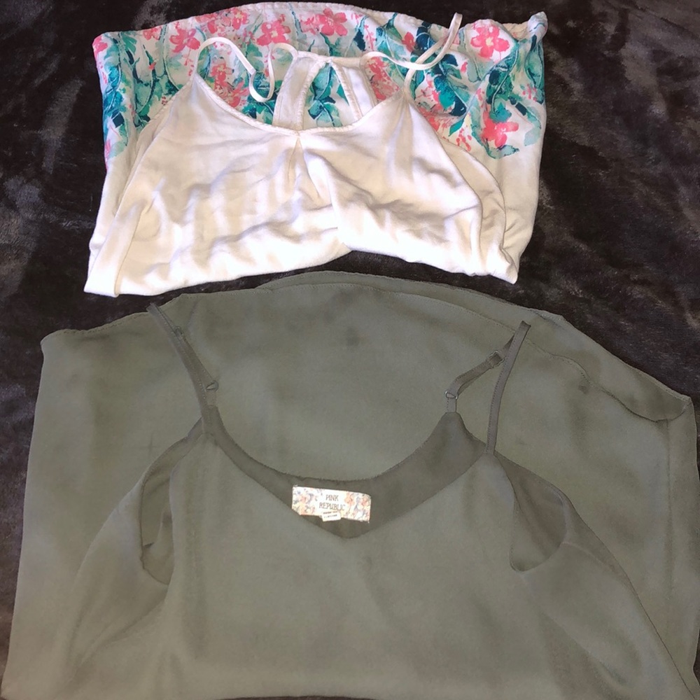 Floral tank top& Military green tank top